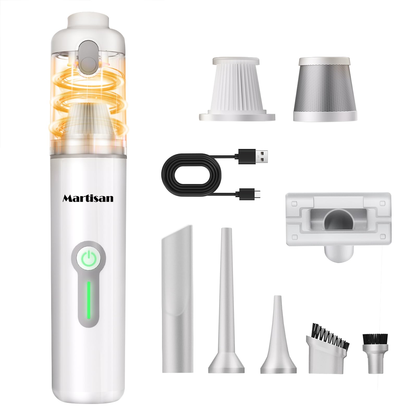 MARTISAN portable car vacuum demonstrates 20kPa suction for quick car cleanups