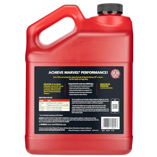 Marvel Mystery Oil engine cleaner illustrating fuel system deposit removal.