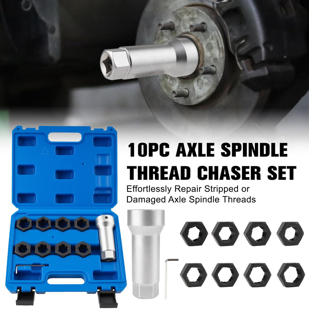 Marvelity eight-piece dies laid out for common spindle thread sizes