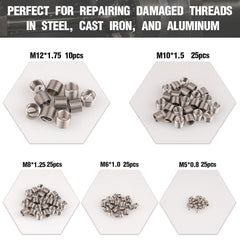 Marvelity Premium 131-Piece Kit thread taps ready to rethread damaged threads.