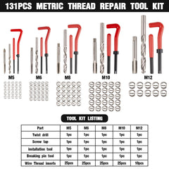 Marvelity Premium 131-Piece Kit wire thread inserts ready for repair jobs.