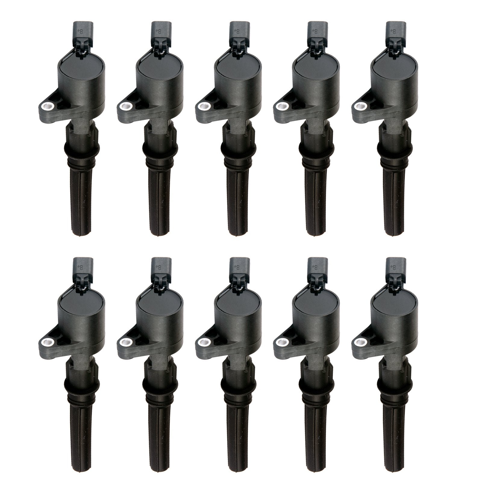 MAS ignition coil set 10-pack product shot shows Ford compatibility for 6.8L V10 engines.