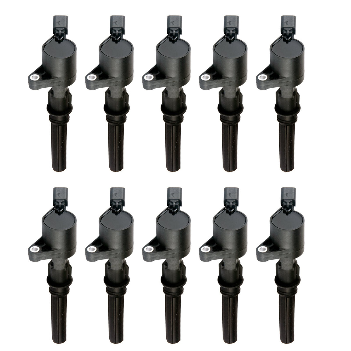 MAS ignition coil set 10-pack product shot shows Ford compatibility for 6.8L V10 engines.
