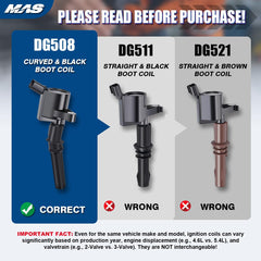 MAS ignition coils DG508 pack on engine demonstrates easy installation