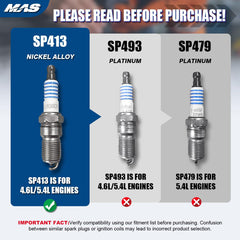 MAS spark plugs SP413 Motorcraft visual highlights OEM-style quality and fit