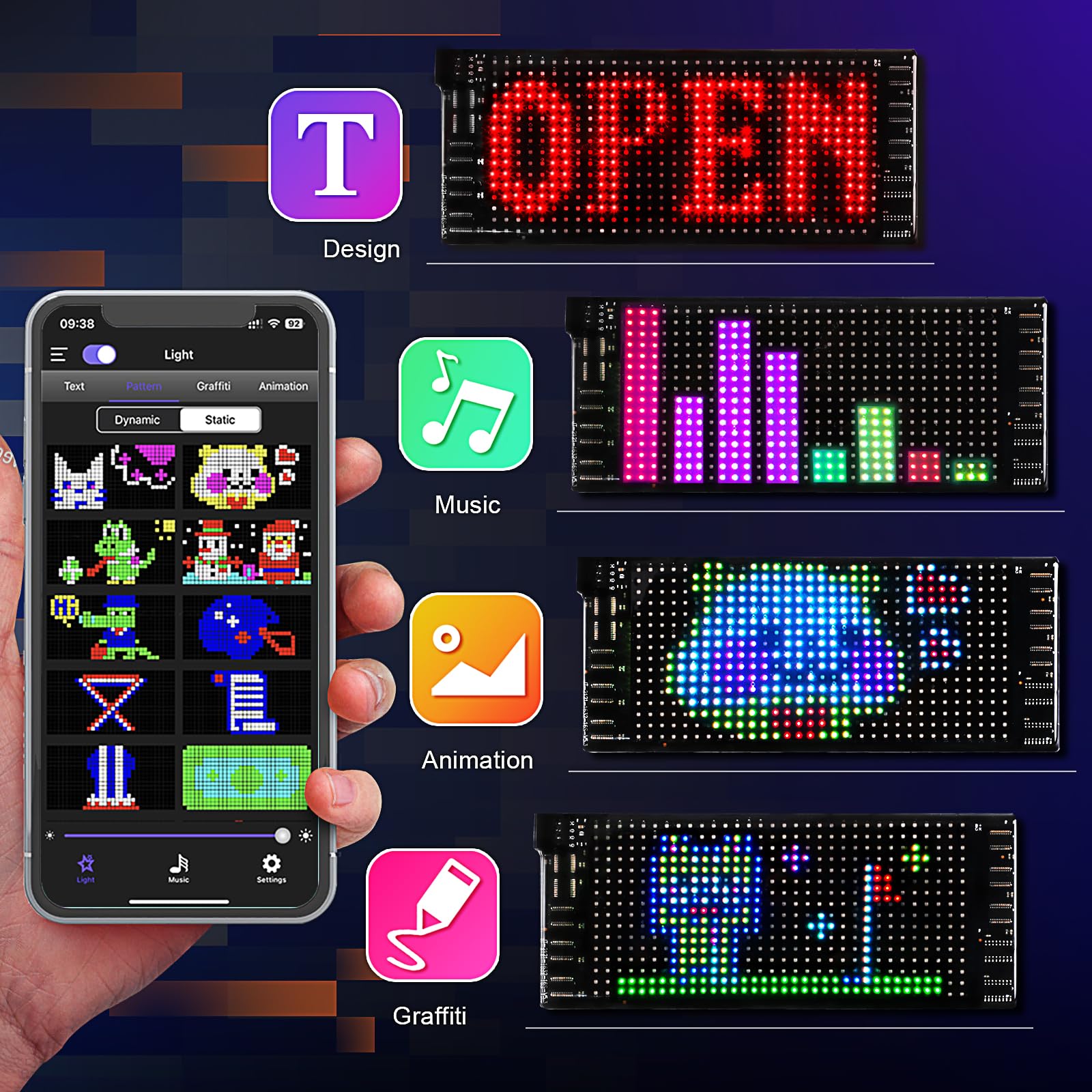 Maschsea Bluetooth app control interface for LED sign