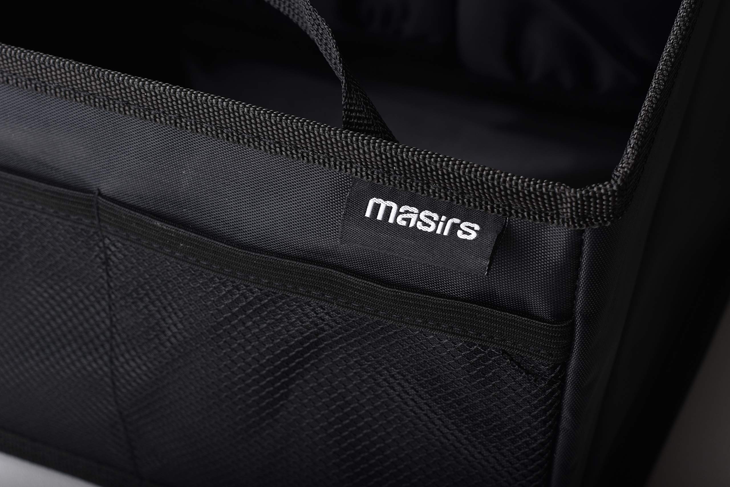Masirs Back Seat Car Organizer folds away for trunk storage when not in use.