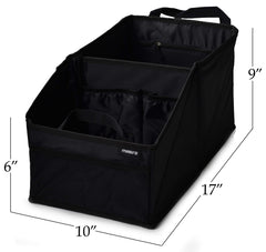 Masirs Back Seat Car Organizer showing two large sections for essentials.