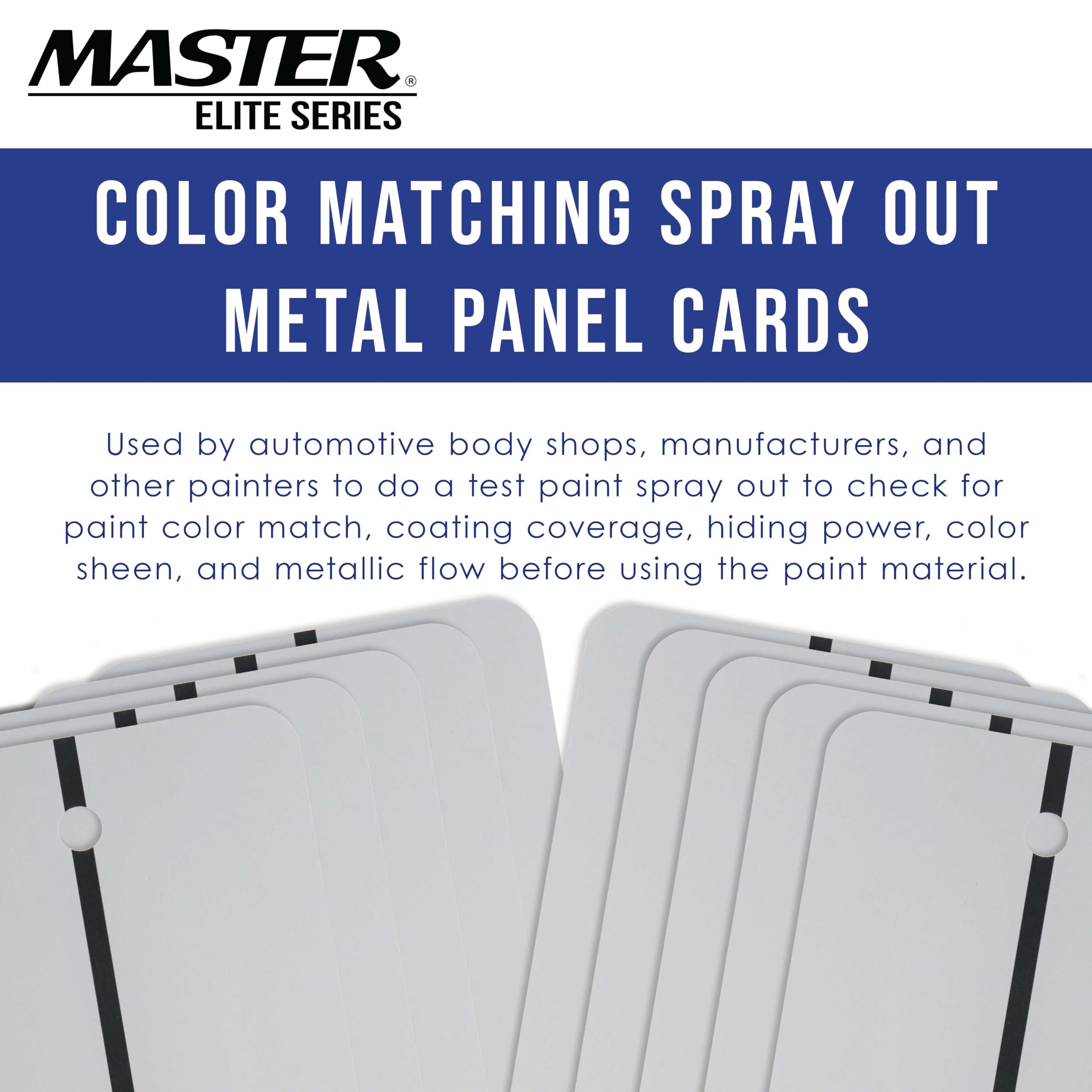 Master Airbrush panel with black center stripe shows hiding power and coating depth.