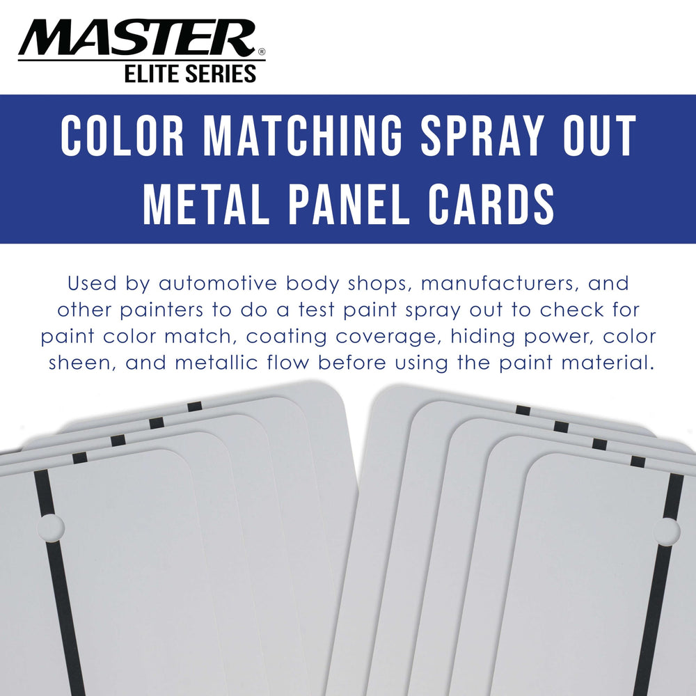 Master Airbrush panel with black center stripe shows hiding power and coating depth.