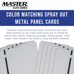 Master Airbrush panel with black center stripe shows hiding power and coating depth.