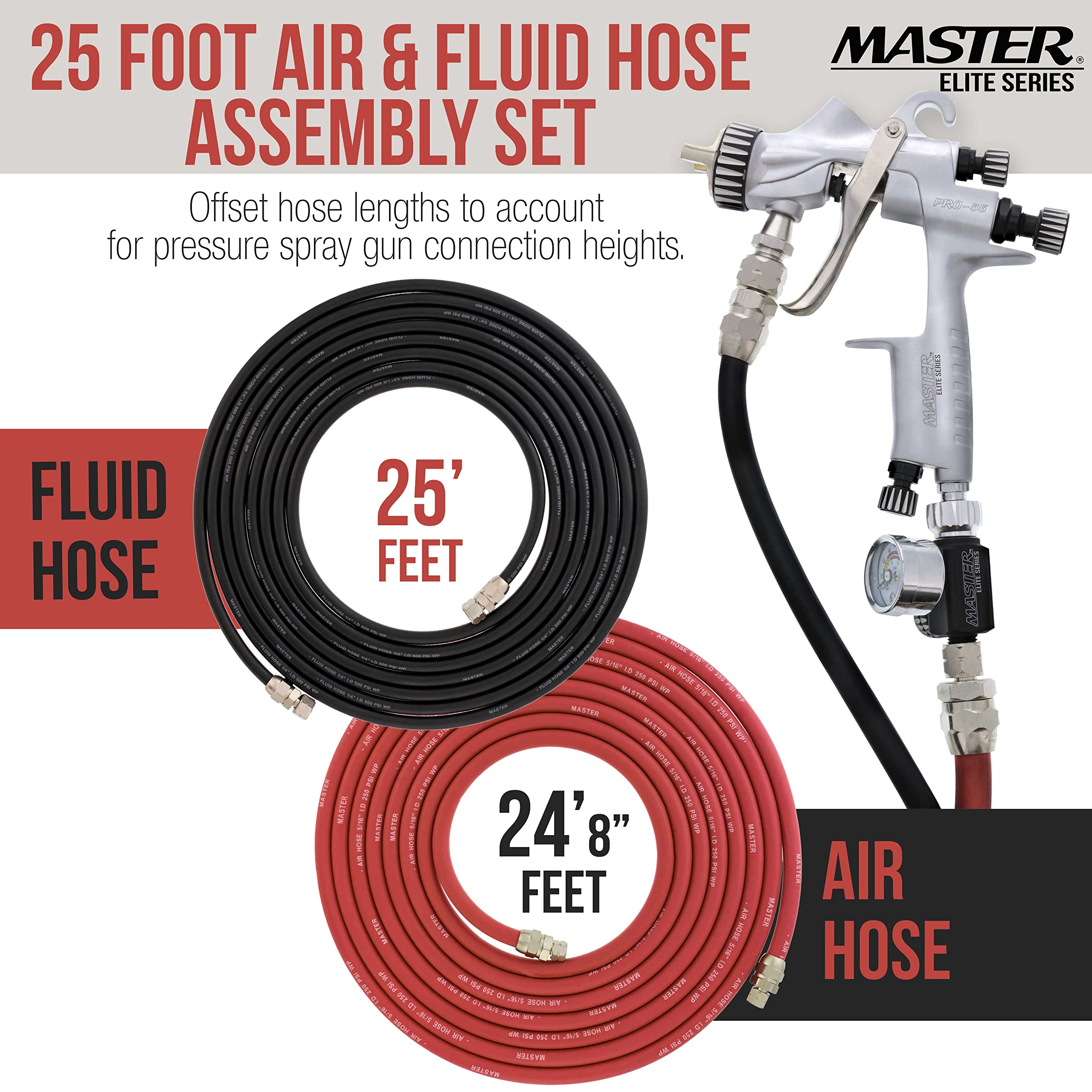 Master Airbrush Elite air hose with 5/16 in ID and swivel fitting.