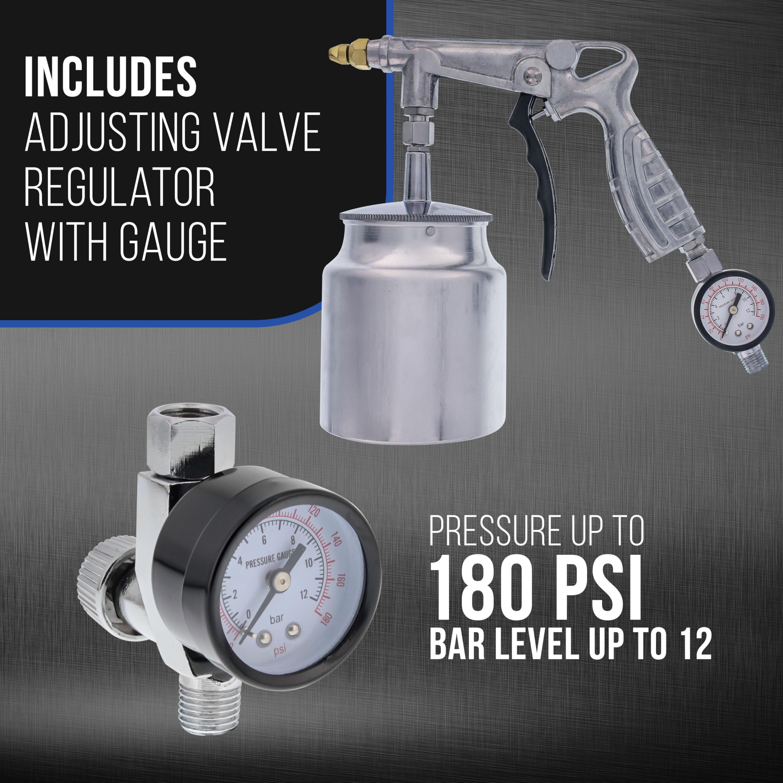 Ergonomic aluminum body reduces fatigue during long spray sessions.