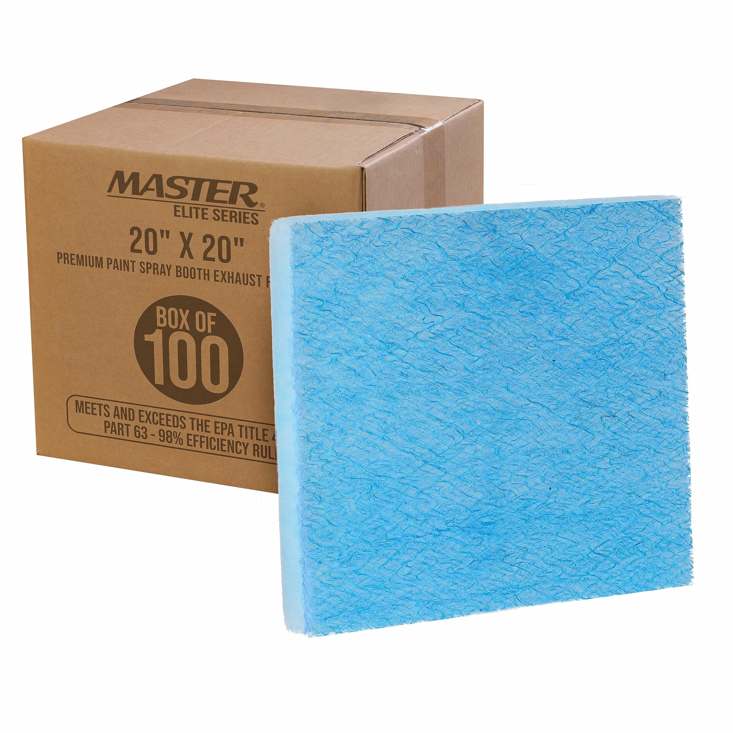 Master Airbrush Master Elite filter pad 20x20 box of 100 traps overspray effectively.