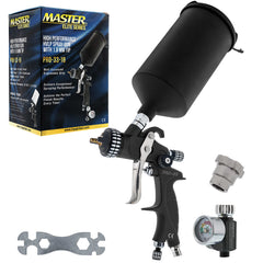 Master Airbrush PRO-33 HVLP spray gun close-up for smooth basecoat application