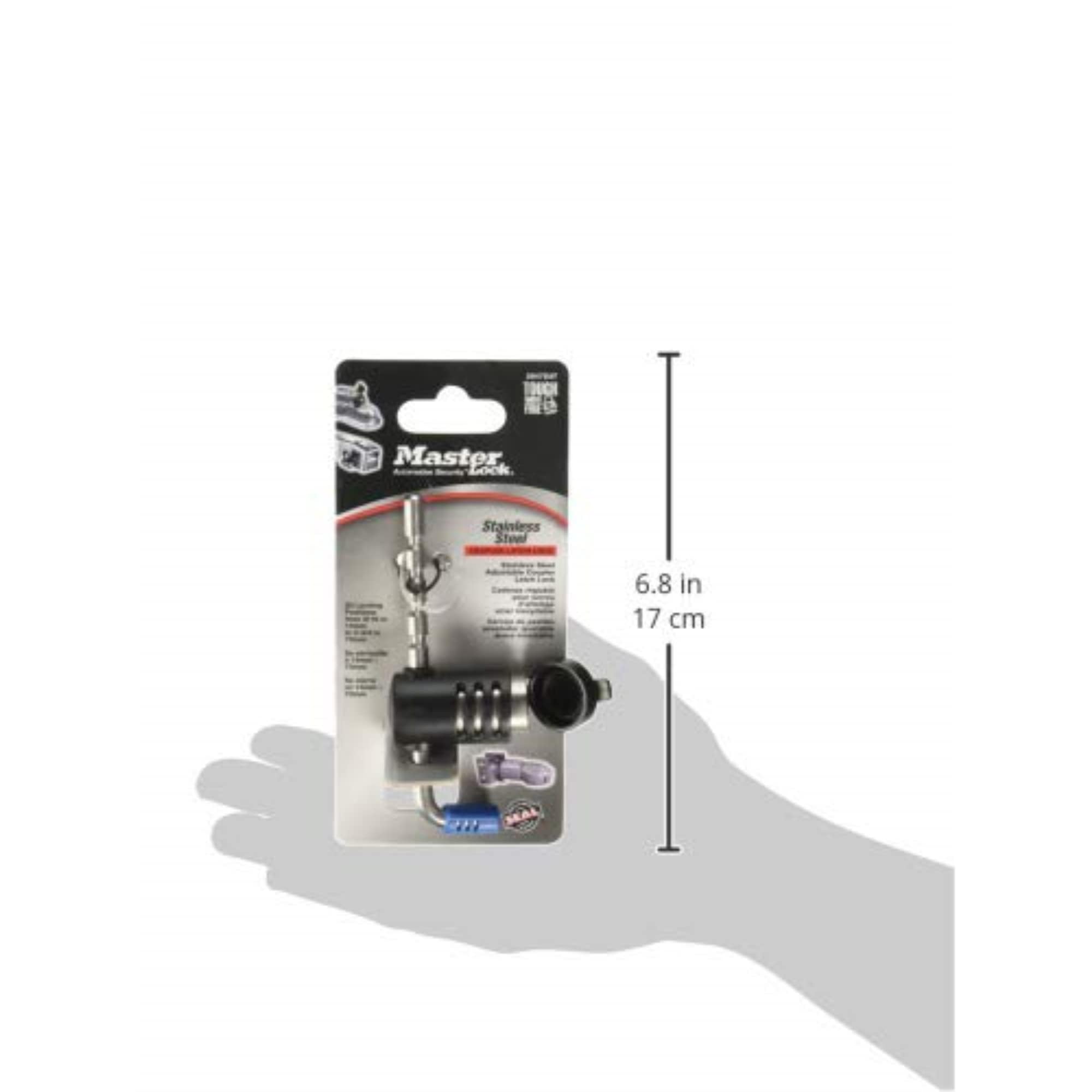 Master Lock on parked trailer illustrating corrosion resistance and outdoor reliability