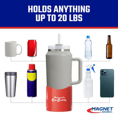 Master Magnetics magnetic cup caddy saves space by organizing drinks and tools.