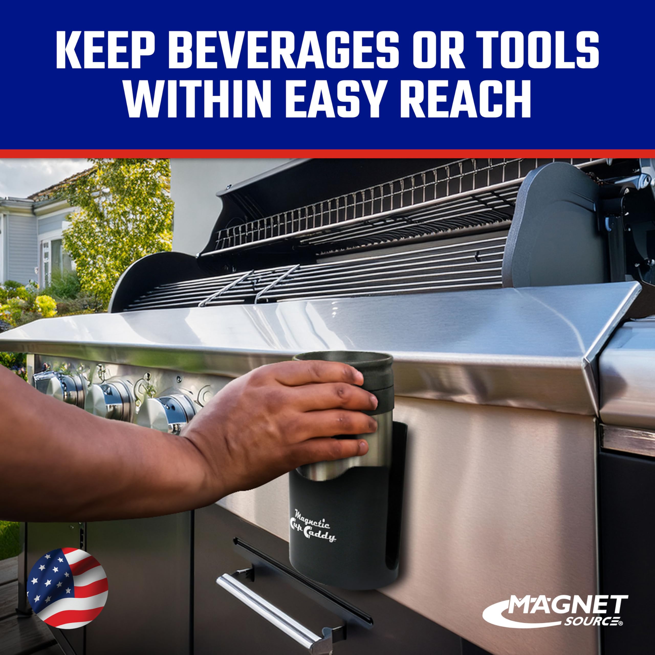 Master Magnetics magnetic cup caddy with a strong magnet keeps items steady while moving.