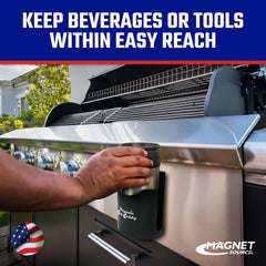 Master Magnetics magnetic cup caddy with a strong magnet keeps items steady while moving.