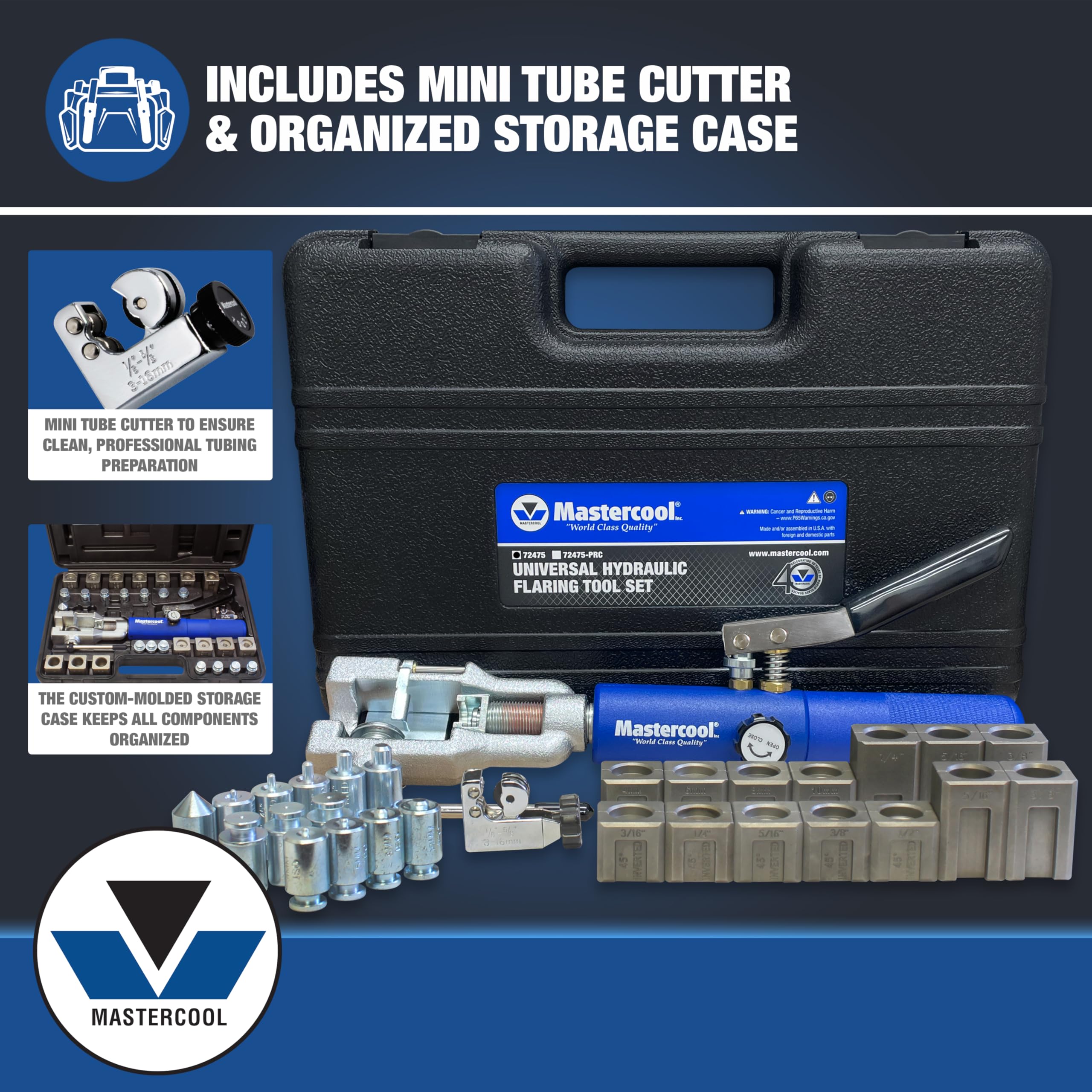 Mastercool storage case keeps tools organized for on-site transport.