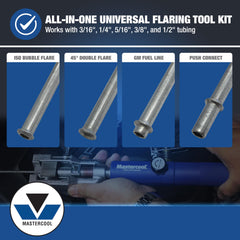 Mastercool 70027 mini tube cutter ensures clean tubing before flares.