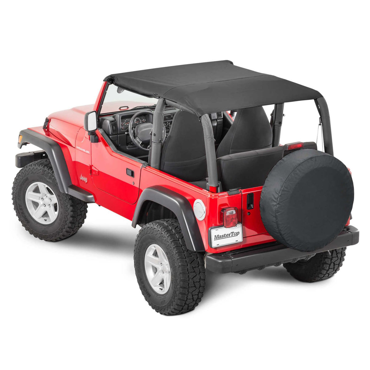 MasterTop Bimini Summer Soft Top front view, open air protection for Wrangler TJ
