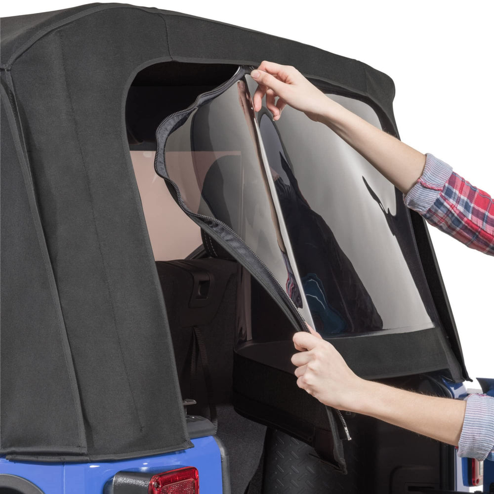 MasterTop rear window for Jeep Wrangler JK with OEM fit and clear visibility.