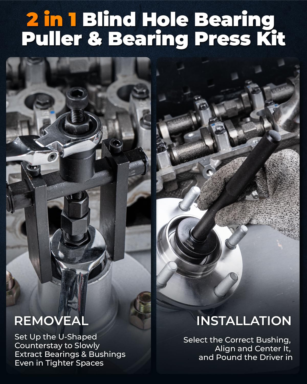 Knurled handle on MateAuto puller provides secure grip during removal.
