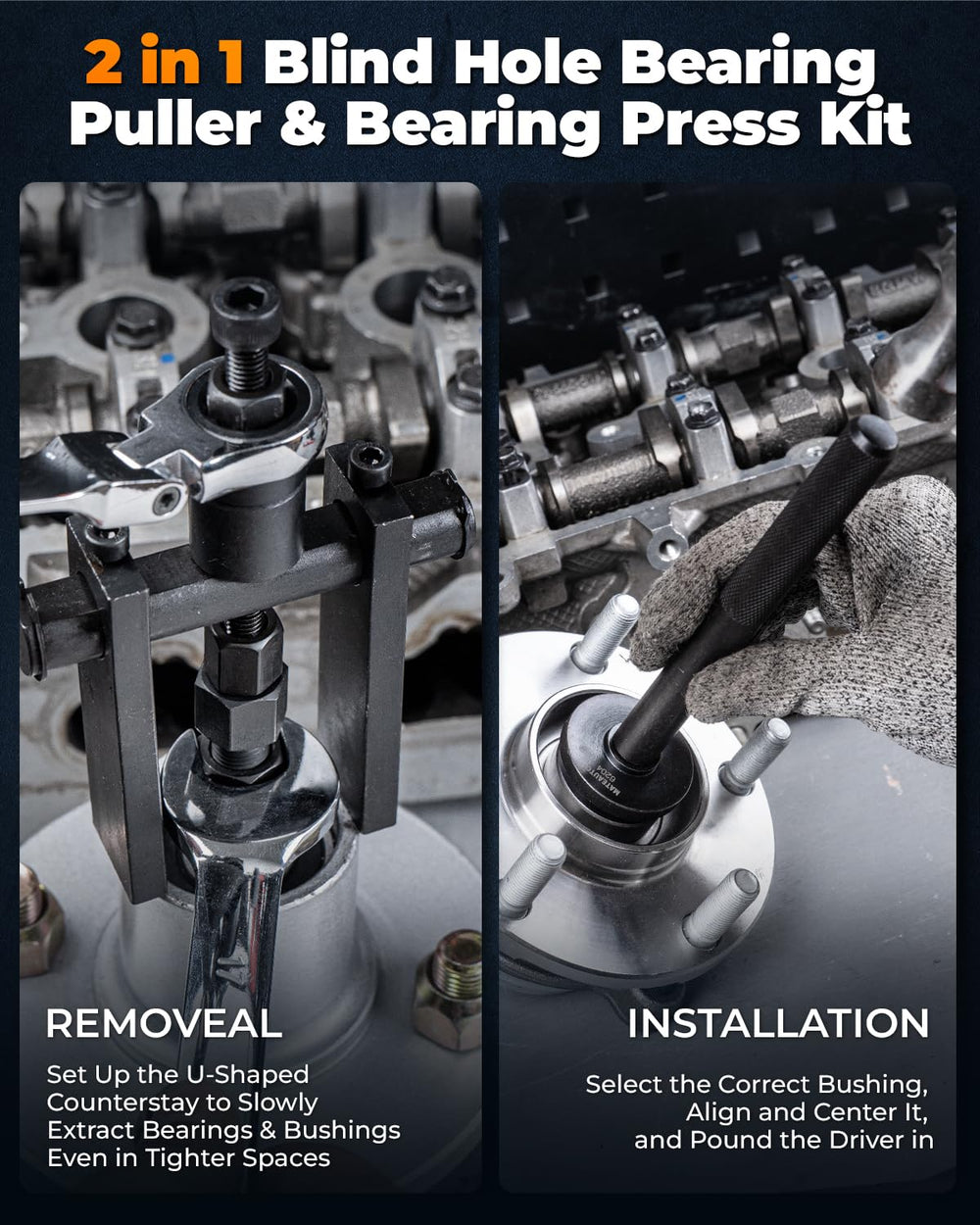 Knurled handle on MateAuto puller provides secure grip during removal.