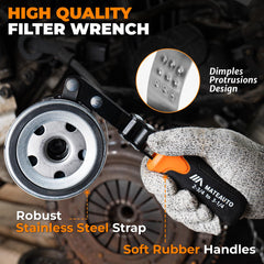 MateAuto 12-inch oil filter pliers provide extra leverage for stubborn filters.