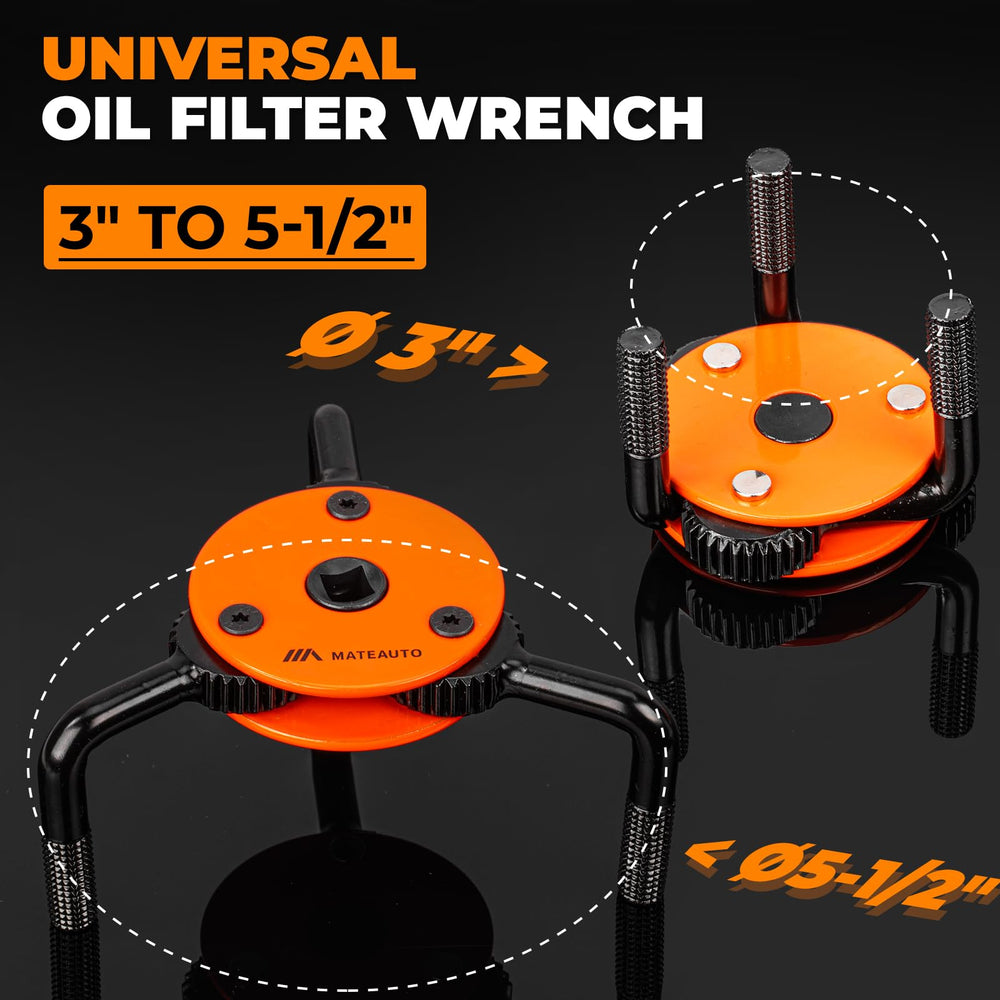 MateAuto Universal 3-Jaw Wrench grips a range of filters for versatile use.