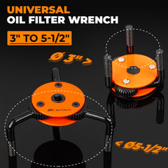 MateAuto Universal 3-Jaw Wrench grips a range of filters for versatile use.