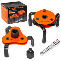 MateAuto Universal 3-Jaw Wrench grips a stubborn oil filter securely for easy removal.