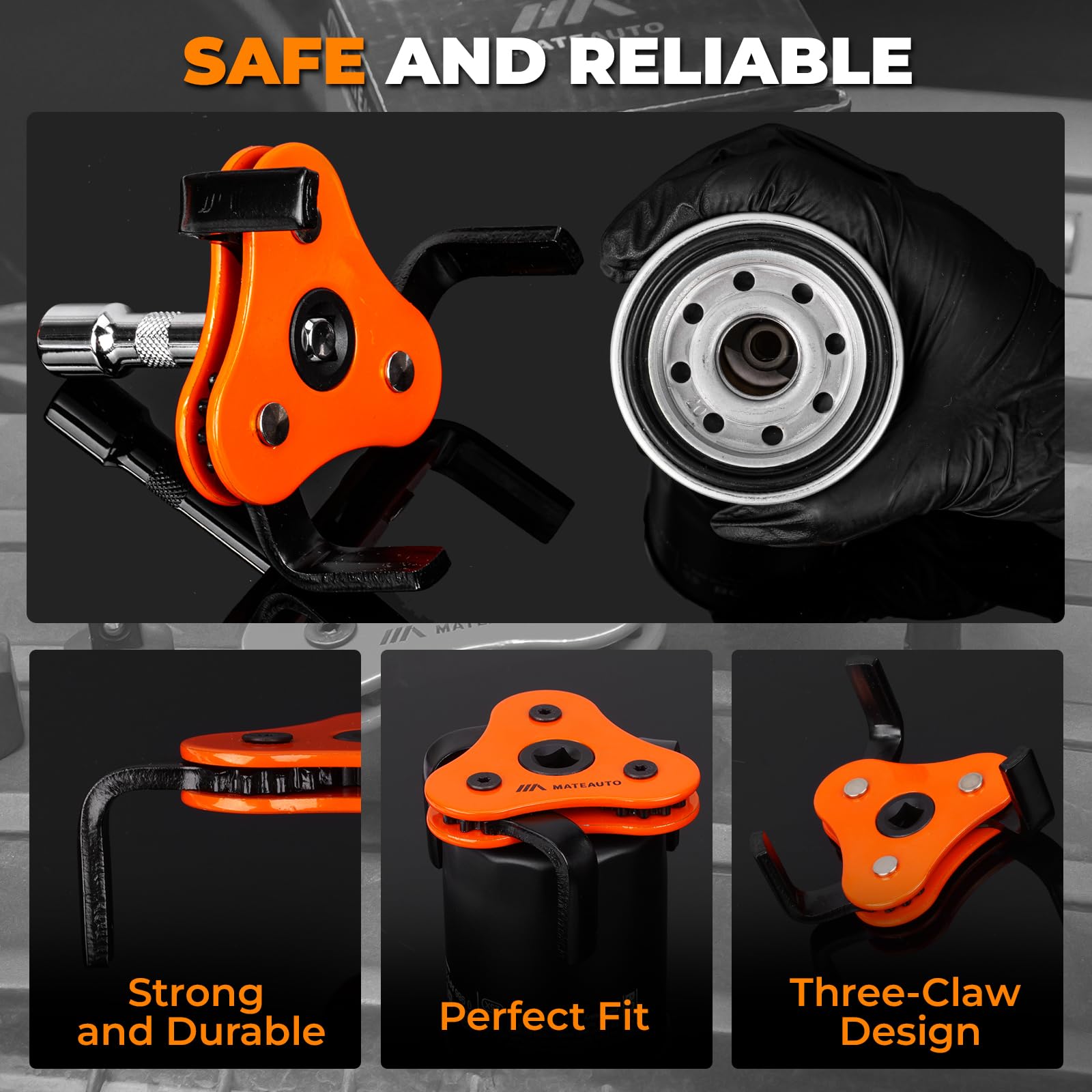 MateAuto Universal 3-Jaw Wrench with dual drive adapter for tight spaces.