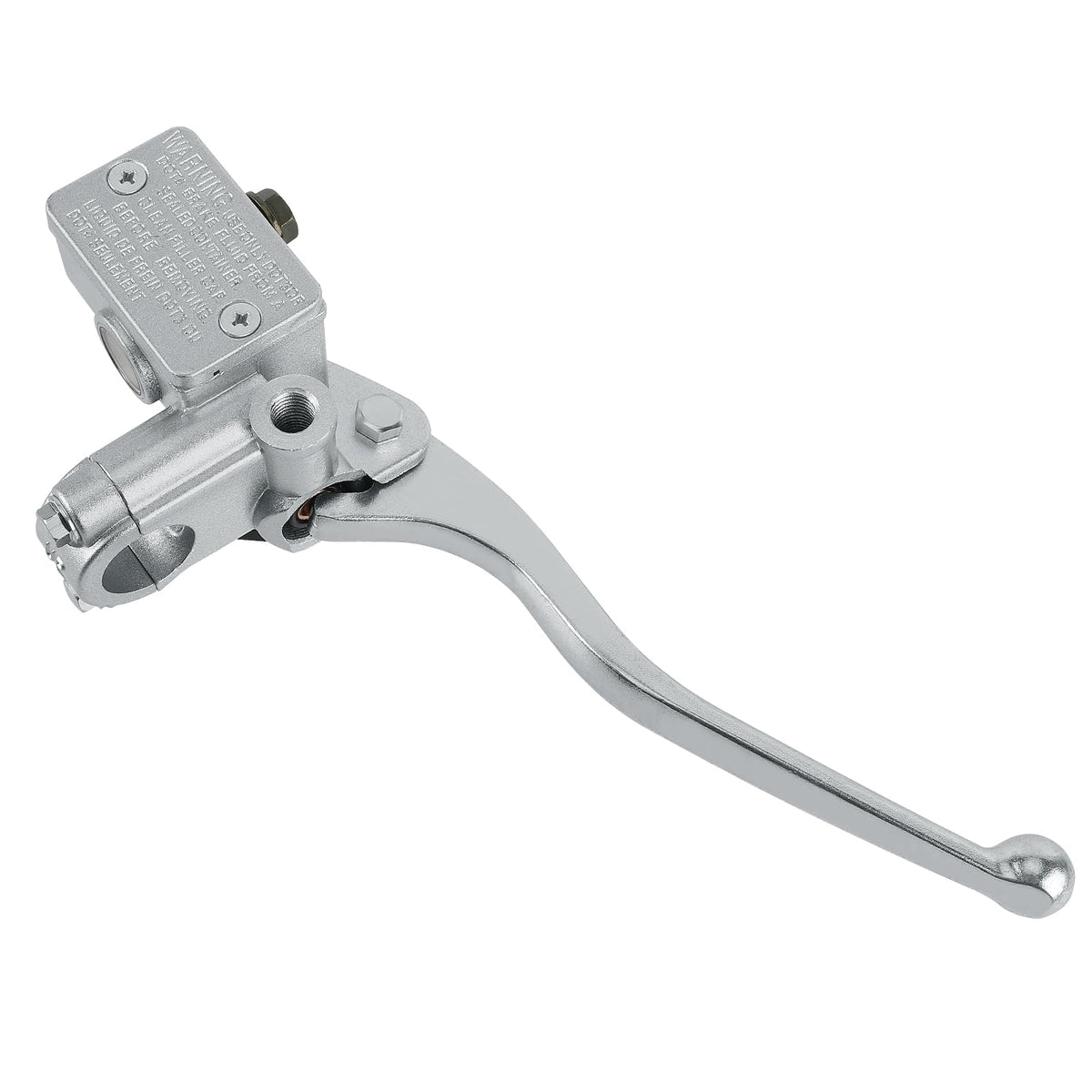 M MATI front brake master cylinder close-up showing precise piston bore for reliable braking.