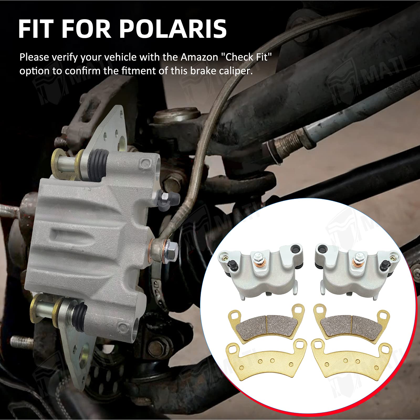 M MATI RZR brake calipers designed for 900/1000 series on varied trails.
