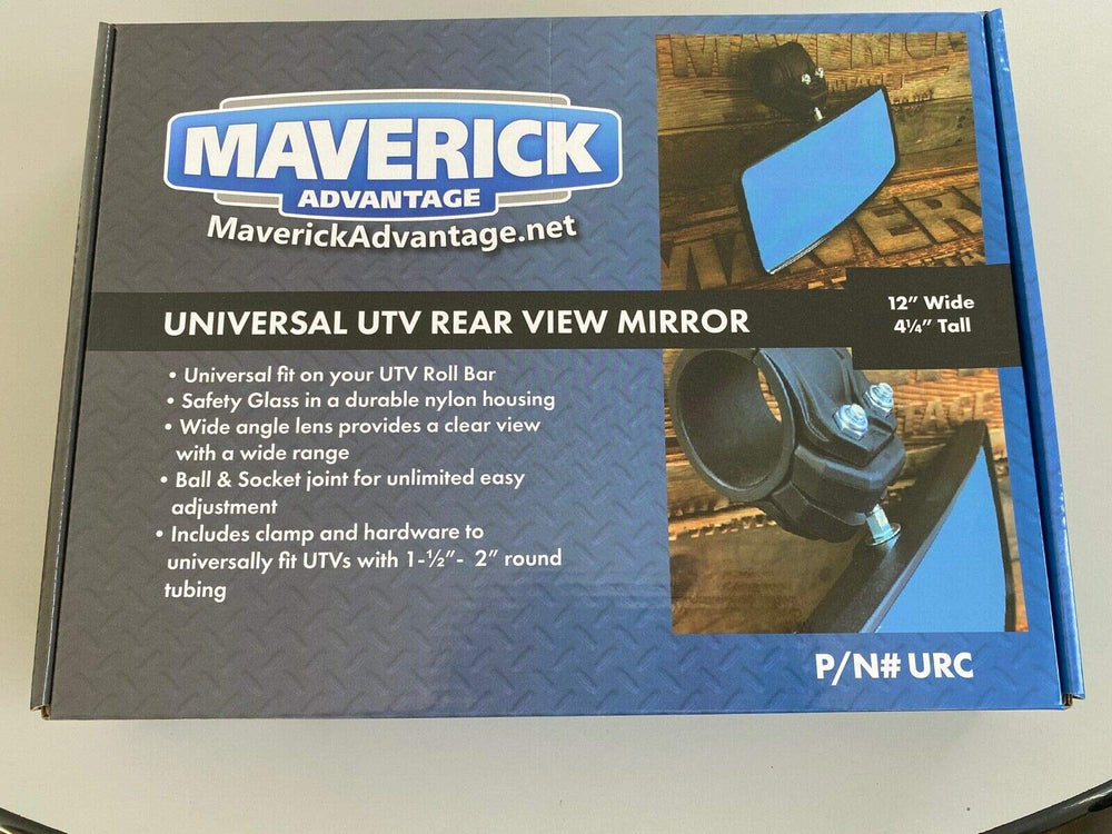 Maverick Advantage mirror hardware clamp enables universal fit across multiple UTVs.