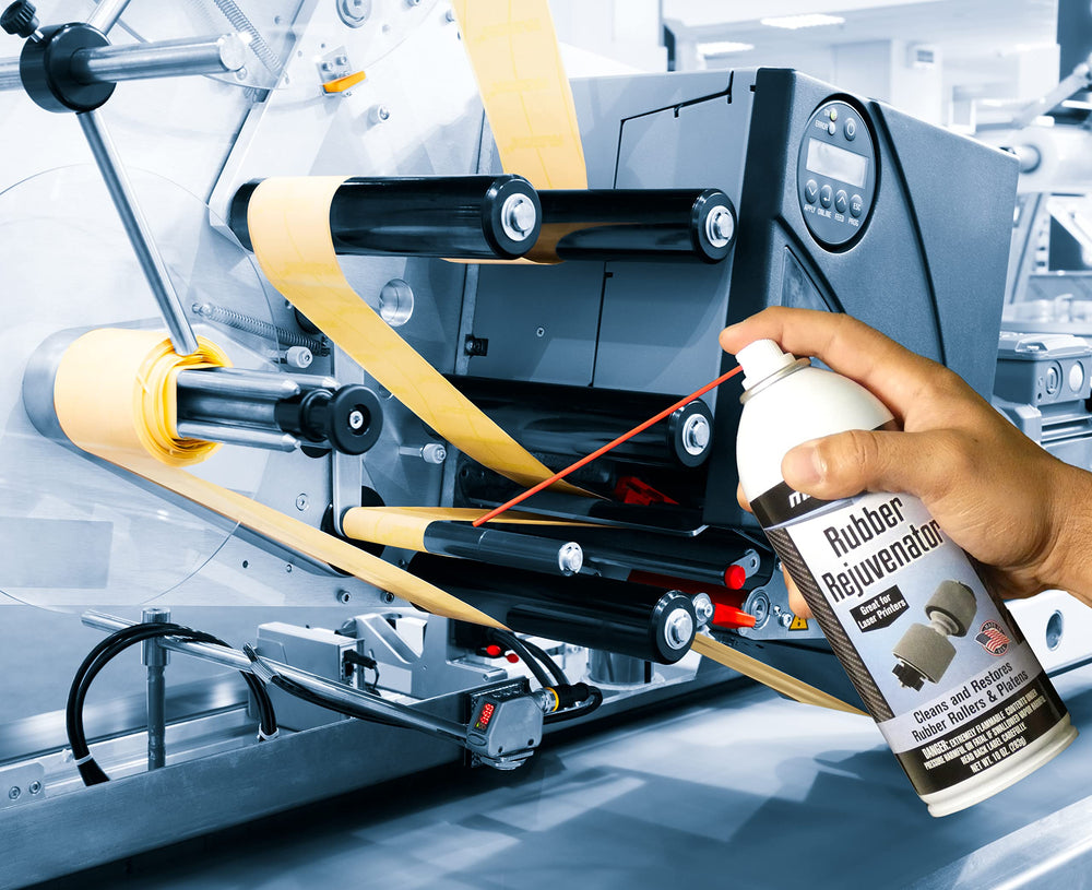 Max Pro Rubber Rejuvenator label close-up showing protective treatment for durability.