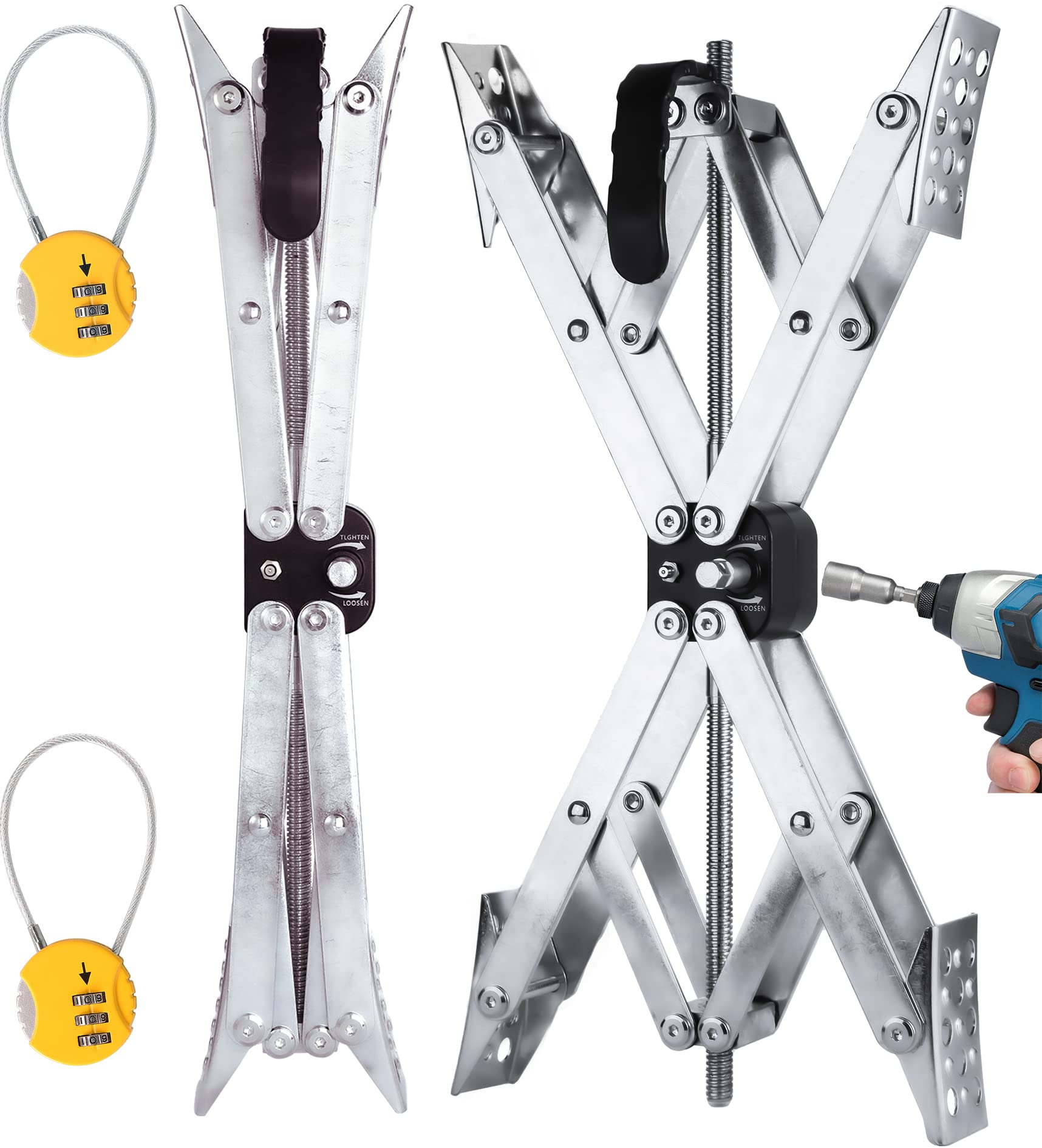 Maxchock X-shaped stabilizer between tandem tires for stable RV camping
