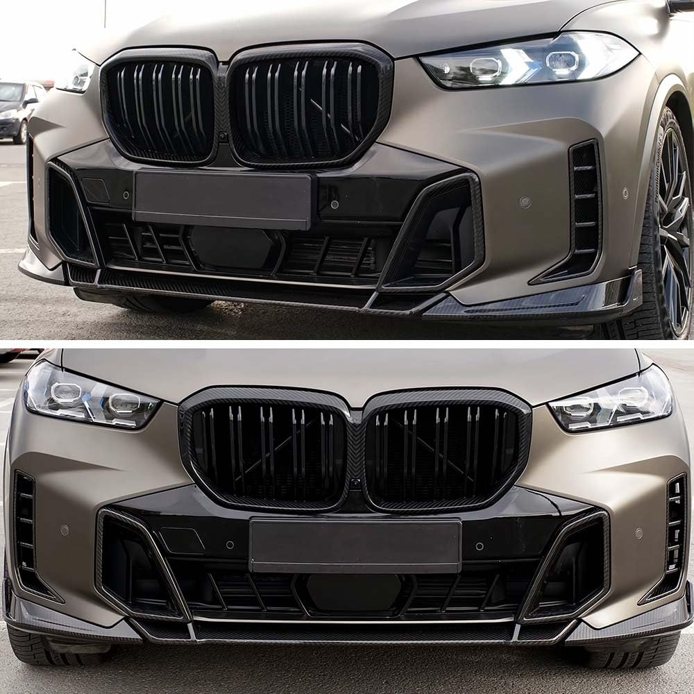 MAXDOM carbon fiber front upper grill upgrade enhances exterior cohesion for BMW X5 G05 LCI.