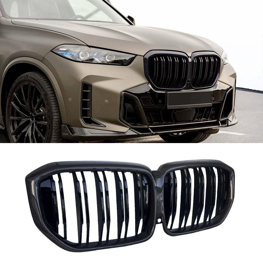 MAXDOM real carbon fiber front upper grill boosts BMW X5 G05 LCI sportier look.