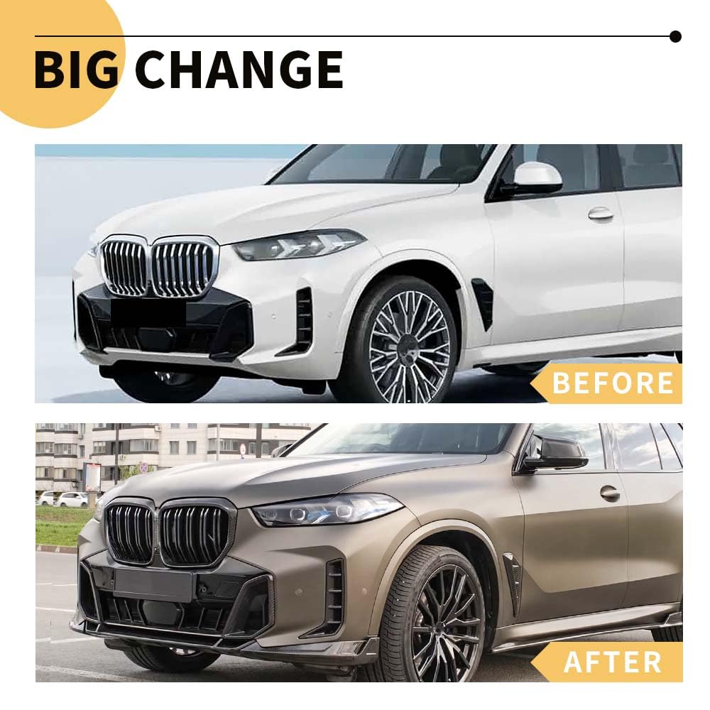 MAXDOM real carbon fiber front upper grill offers premium gloss on BMW X5 G05 LCI.