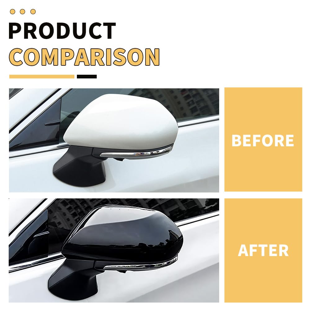 MAXDOM gloss black tape-on mirror cap enables quick Camry customization.