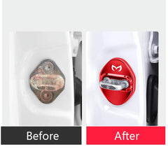 MAXDOOL red finish door lock cover enhances visibility and protection.
