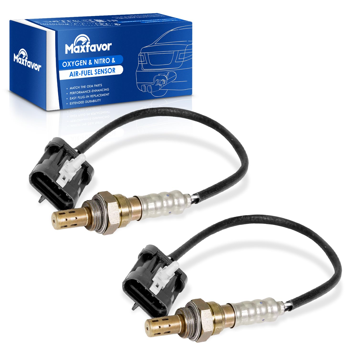 Maxfavor upstream-downstream O2 sensor 234-4012 front view, two-sensor kit for potential efficiency gains