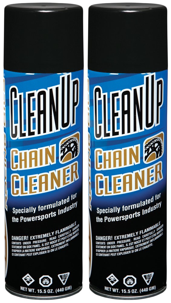 Maxima Clean Up aerosol bottle enables fast chain cleaning with minimal residue.