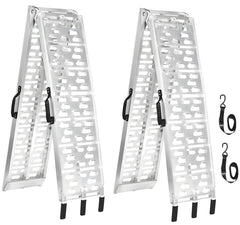 MAXIVAMN 7.5 ft aluminum loading ramps extended for smooth, secure vehicle loading.