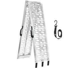 MAXIVAMN aluminum motorcycle ramp with handle for easy transport and loading.