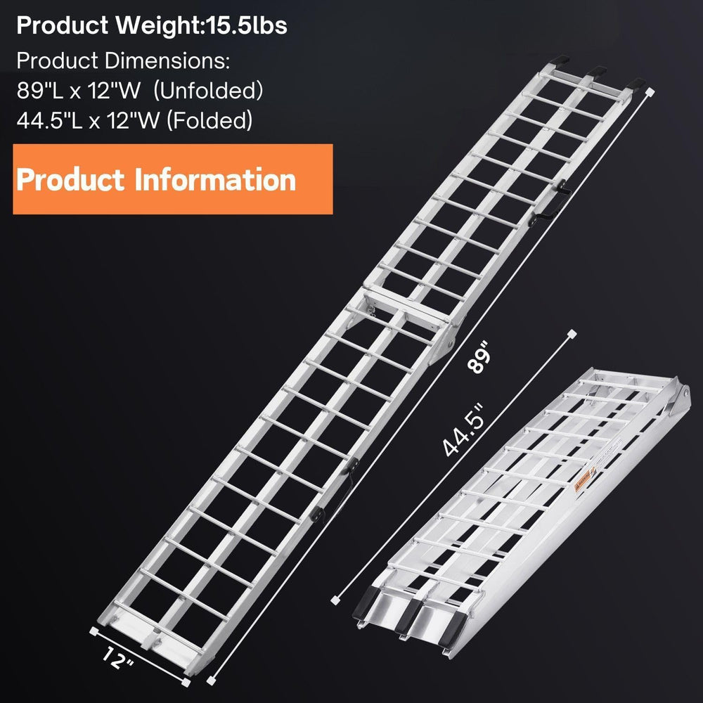 MAXIVAMN folding ramps with dual-ramp setup for wider equipment loading.