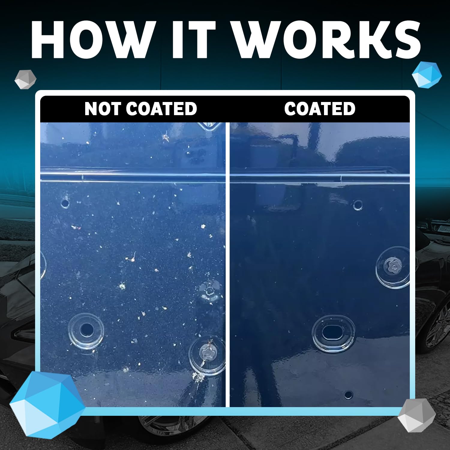 MAXL ONE glass-plastic protection highlights UV resistance and streak-free results.